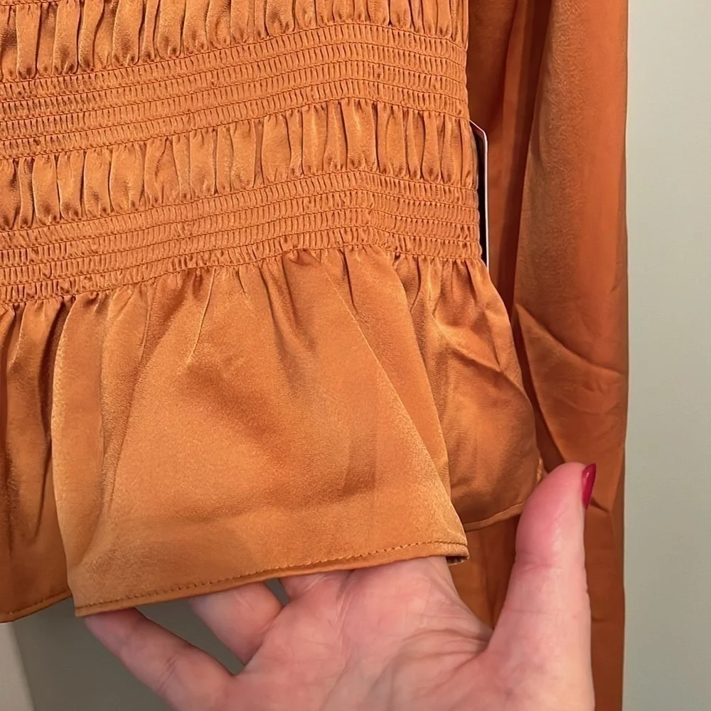 NWT MIXED THREADS COPPER BOHO cropped BLOUSE SIZE M